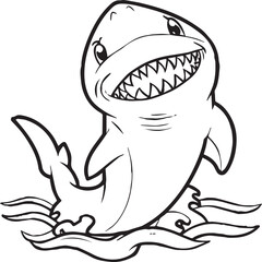 Funny shark coloring pages. Shark outline for coloring book