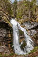 Majestic Waterfall Cascading Through the Forest in Berchtesgaden, Bavaria (Schrainbachfall)