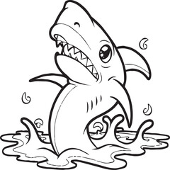 Funny shark coloring pages. Shark outline for coloring book