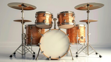 a drum set with a white drum and a silver drum