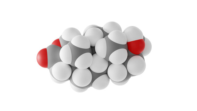 oxandrolone molecule, anabolic steroid, molecular structure, isolated 3d model van der Waals