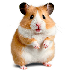 An adorable digital illustration of a plump hamster with its paws raised, set on a transparent background