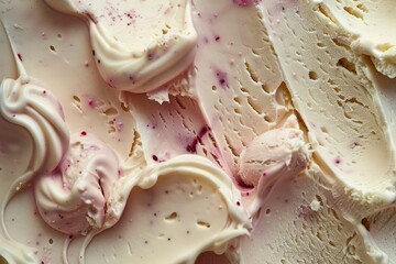 Vanilla ice cream texture close-up. Ice cream background, summer sweet dessert, food. Frozen yogurt, cream. Homemade ice cream