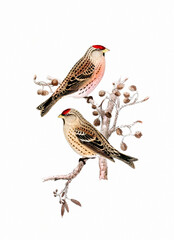 Finch Bird illustration. Vintage inspired bird art.