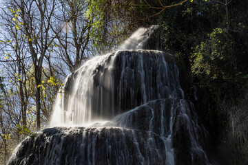 Long exposure photographs of the stone monastery waterfalls (Zaragoza-Spain) - 787302134