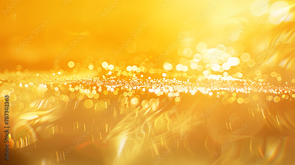 Leinwandbilder abstract blur soft focus blinking light gold horizontal copy space background : generative ai