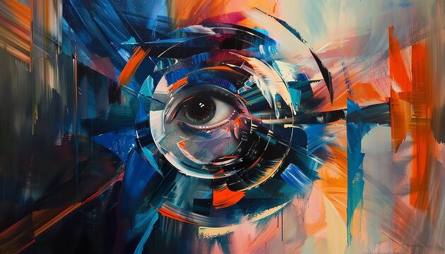 Craft a visually striking oil painting featuring a frontal view of futuristic technologies blending seamlessly with contemporary dance forms Explore unexpected camera angles to captivate the viewer