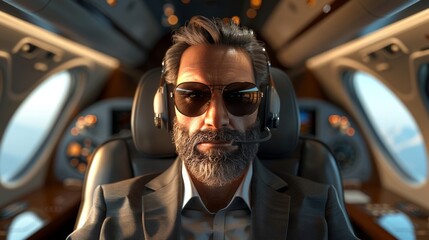 a man with a beard wearing sunglasses and a suit