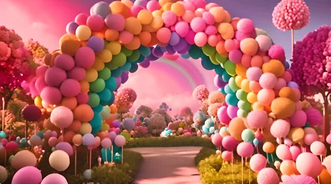Surreal Candy Gardens Flourishing on Rainbow Islands