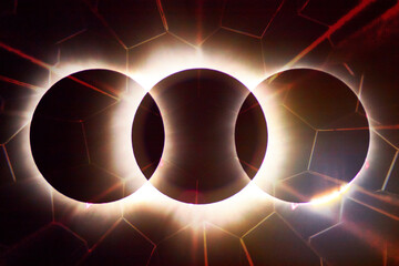 Abstract Triology Total Eclipse Geometric Light Patterns With Hexagonal Aperture