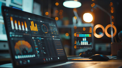 Predictive Analytics And Digital Data Technology KPI Dashboard On Laptop : Generative AI