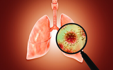 Lungs virus infection, dangerous lung disease, medical background, 3d illustration