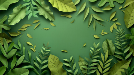Cut paper leaves background with text space - 787305796
