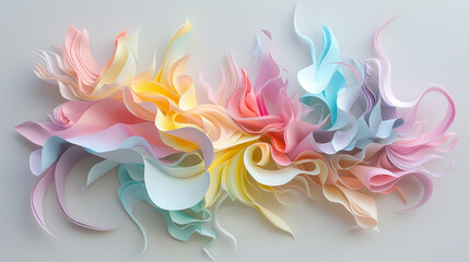 Cut paper curled in pastel colors - 787305996