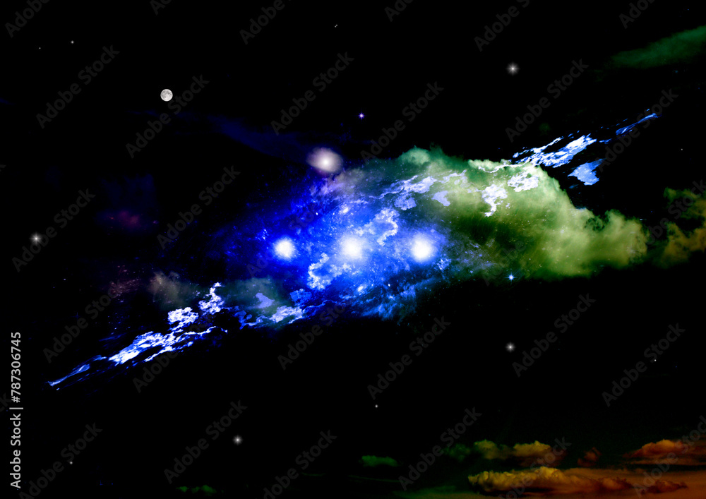 Canvas Prints galaxy in a free space. 3d rendering