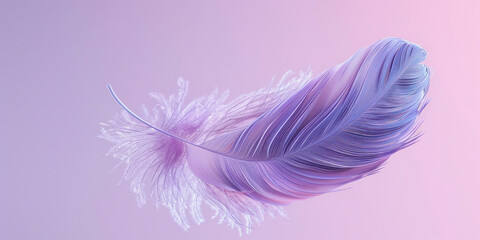 Vibrant Feather on Pink and Purple Background with Feather Written Text for Design and Creativity Inspiration