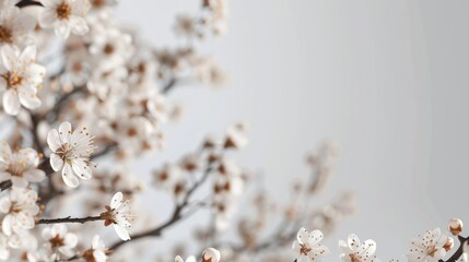 Spring bouquet minimalist wallpaper on soft white background with ample space for text placement - obrazy, fototapety, plakaty