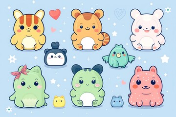 Fototapeta premium cartoon, kawaii, flat design