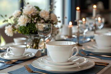 Table with luxurious tea set