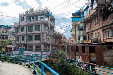 street. view of kathmandu old town, nepal - 787308963