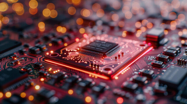 Electronic core of a supercomputer. Artificial intelligence is being created by a quantum supercomputer.