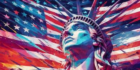American Independence Day. independence of the USA. holidays in America. the flag of the USA. statue of liberty. American freedom. The American Dream