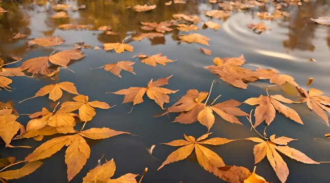Autumn's Palette Painted Across Leaves and Water on the Lakeshore