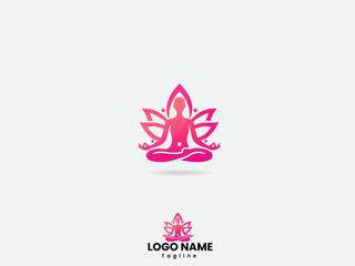  Yoga logo design. International Yoga Day vector logo. Colorful yoga logo design. Business. Fintness. Health. Exercise. Lotus yoga. Icon. Pink color.