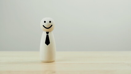 Smile wooden for creative thinking idea can solving solution and innovation concept.