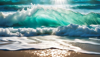 Beautiful tropical wave of summer sea surf. Soft turquoise blue ocean wave on the golden sandy beach, life stock, stock photos, illustration, abstract, abstract background	