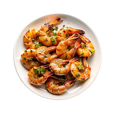 Delicate seafood or vegetables enveloped in a light broth on transparent background