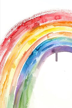 A vibrant rainbow stretching across the white canvas