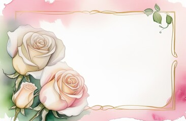 Delicate frame with white roses