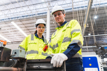 professional business industry technician wearing safety helmet working to maintenance service and...