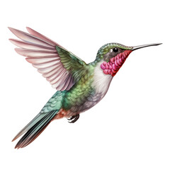 annas hummingbird isolated on white - obrazy, fototapety, plakaty