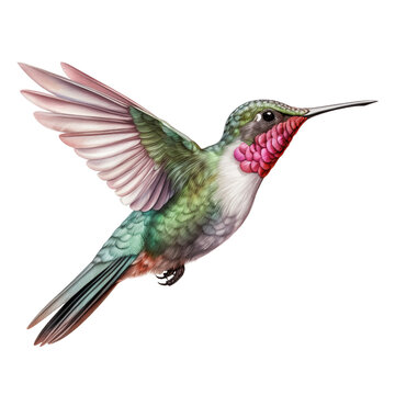 annas hummingbird isolated on white