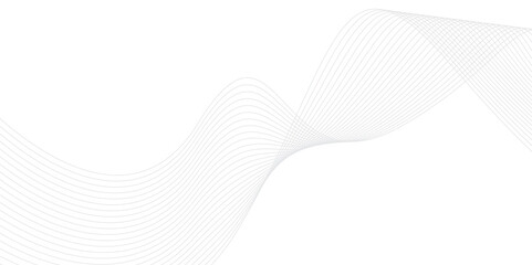 Modern white flowing wave lines. Black lines and white background.  Futuristic technology and sound wave lines background. Abstract wave lines for banner, wallpaper background.