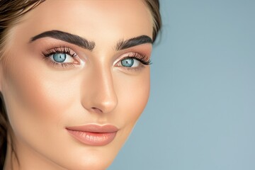 Fototapeta premium Subtle editorial eye makeup in aesthetic hues for a beautifully enhanced party ready look