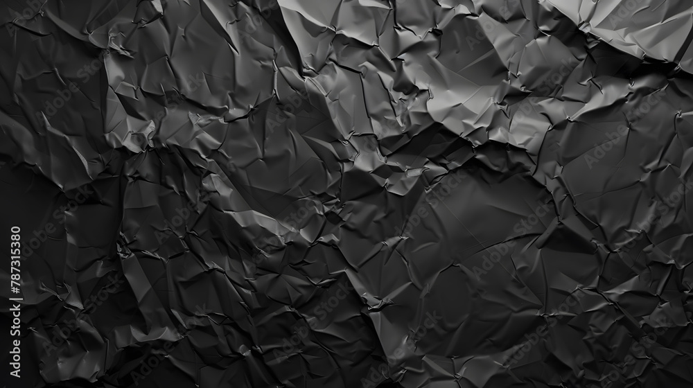 Aufkleber Empty crumpled wet black paper blank texture copy space wall horizontal background : Generative AI