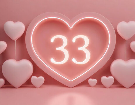 「33」ピンクのネオン数字（カバラ数秘術）
