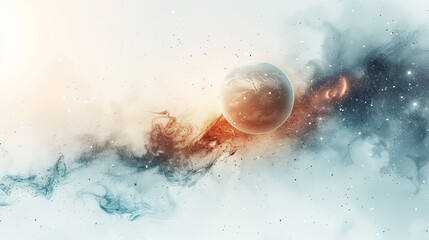 Fototapeta premium Vibrant abstract art with spheres resembling planets in a dynamic cosmic display.