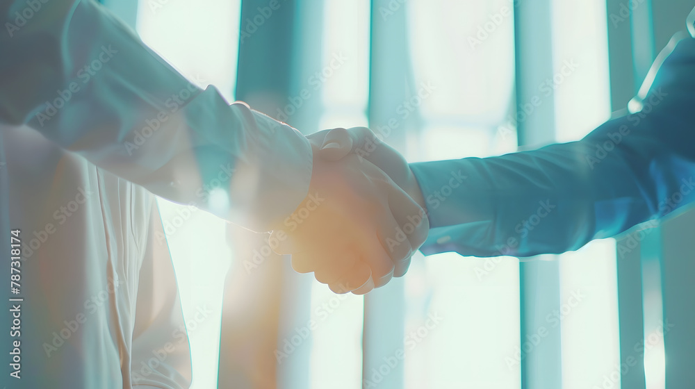 Aufkleber im looking forward to working with you high angle shot of two businessmen shaking hands in the offic