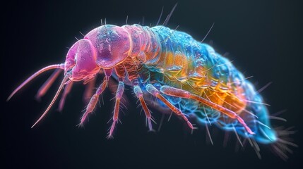 Obraz premium A microscopic view of a colorful iridescent rainbow centipede