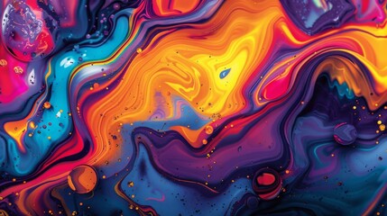 A dynamic and unique background with a mix of abstract patterns and vivid colors capturing the essence of acid jazz and funk music. - obrazy, fototapety, plakaty