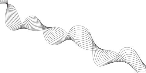 Abstract wavy grey smooth stream element for design on transparent background isolated. Curved wavy lines tech futuristic motion background.  curved wavy lines tech futuristic motion background.