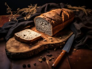 homemade bread in a cloth - obrazy, fototapety, plakaty