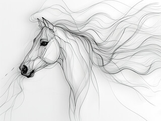 A one-line artwork of a horse its mane and tail flowing