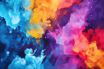 Fototapeta premium Abstract Watercolor Painting Background with Rainbow Colorful Ink Wall Texture Pattern, Seamless Wallpaper