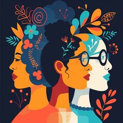 Generate an empowering AI illustration prompt for International Women's Day presenting a Women's Day with ample copy space-1