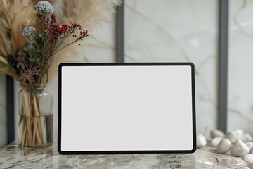 mockup Tablet on  Table with Blank Screens